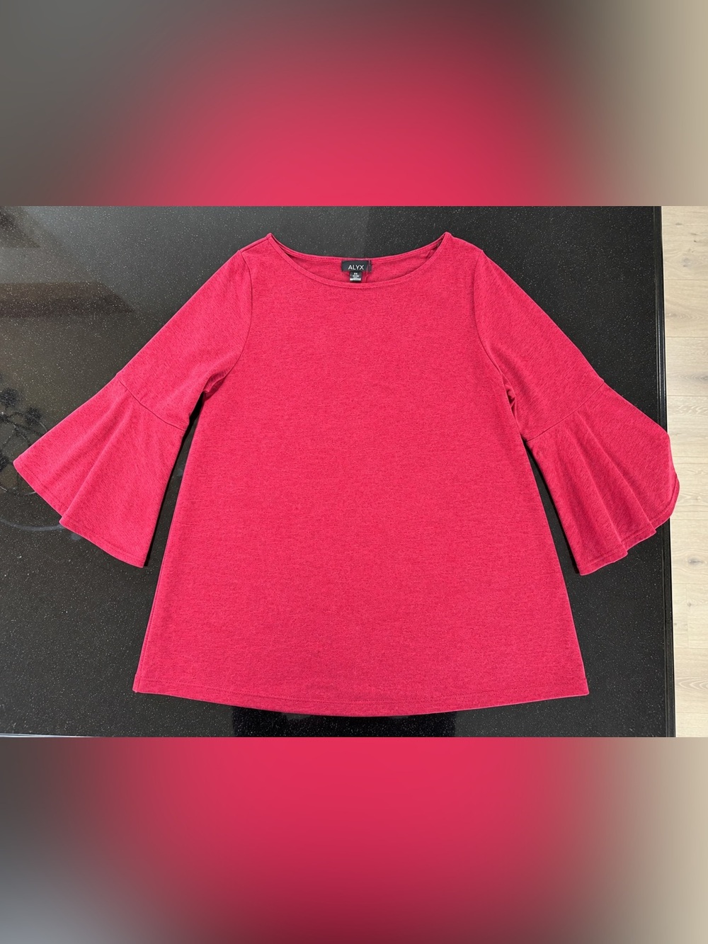 ALYX Women's Heathered Cherry Red Long Sleeve Scoop Neck Top